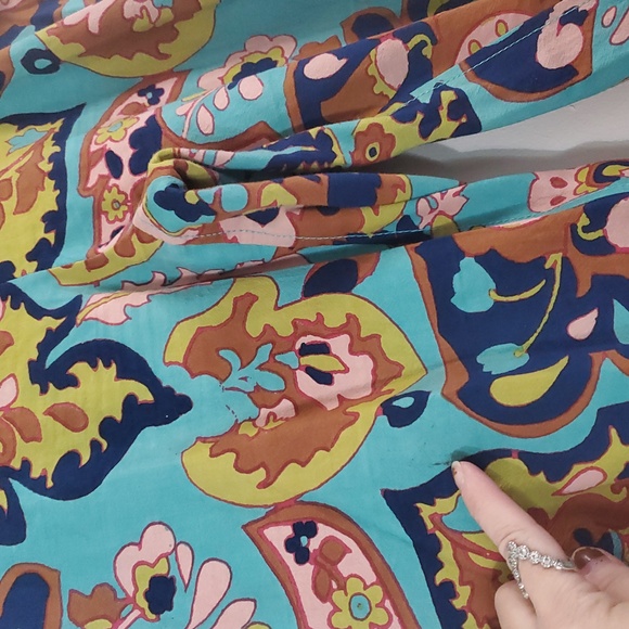 Free People Down & Out Floral Printed Flared Cotton Trousers Size 14 - Picture 9 of 15